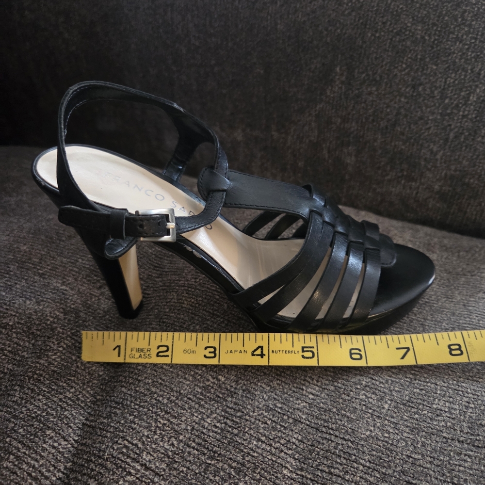 Franko Sarto Leather Upper Cross Strappy Heels, Size 6M, 4 Inch Heels - Picture 7 of 9